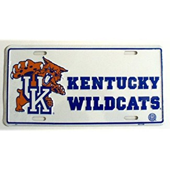 Tromic Gifts NCAA University of Kentucky Wildcats White 6" x 12" Embossed Aluminum License Plate