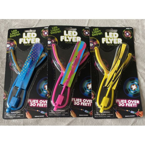 NEW! LED FLYER Flying Toy Battery Included. Flies Over 30 Feet! Set of 3