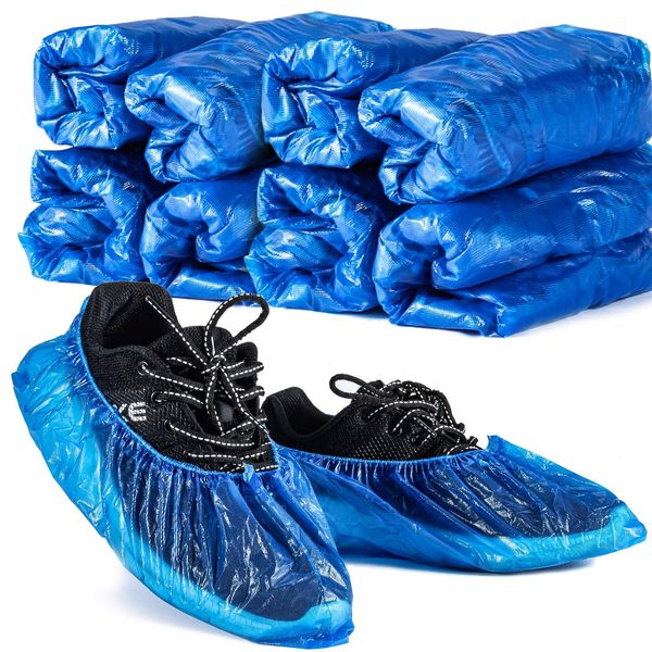 MAQIHAN 80 Pack (40 Pairs) Shoe Covers - Boot Covers Plastic Shoe Covers for Both Men and Women Disposable Waterproof Shoe Covers Fit All Sizes of Shoes for Hospital House Cleaning or Trave