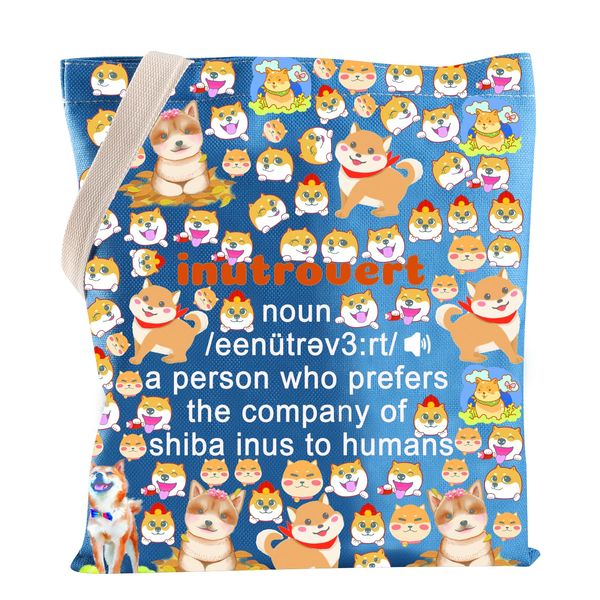 Shiba Inus Dog Gift for Shiba Inu Lovers Makeup Bag Inutrovert Divertente Shiba Inu Regalo Mamma Proprietario Cane Sacchetto Cosmetico con Cerniera, Inutrovert Tote Bag, alla moda