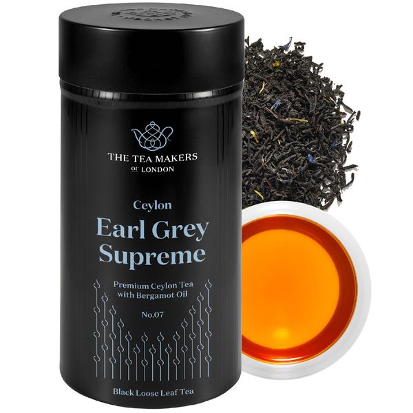 Supreme Earl Grey Tea Loose Leaf - Natural Blend of Sri Lankan Black Tea, Bergamot Extract & Blue Cornflowers - Rich Citrusy & Floral Notes - Easy to Brew Earl Grey Tea by The Tea Makers of London