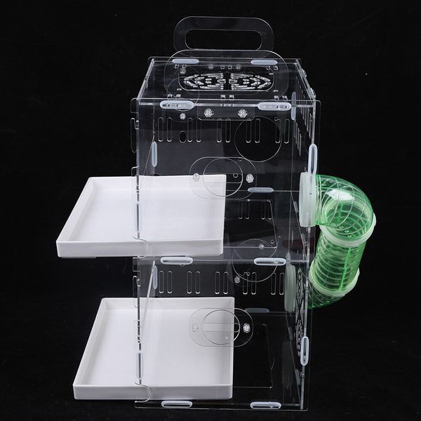 Double Layer Acrylic Hamster Cage Small Pet Villa Transparent Breathable Castle