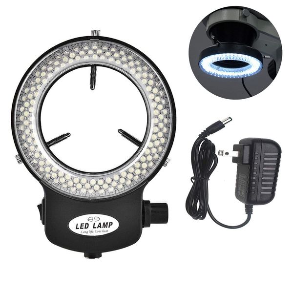 Restars LED Ring Lighting Light 144 LED Beads LED Illuminator for Solid Microscope Double Winding Light Source Brightness Adjustable for Microscope Camera Lens Diameter 30mm-63mm