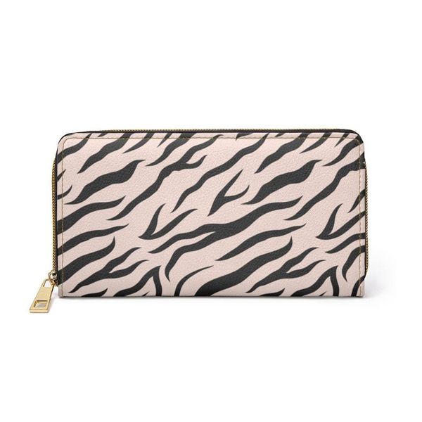 Womens Wallet, Zip Purse, Pink & Black Zebra Stripe - One size