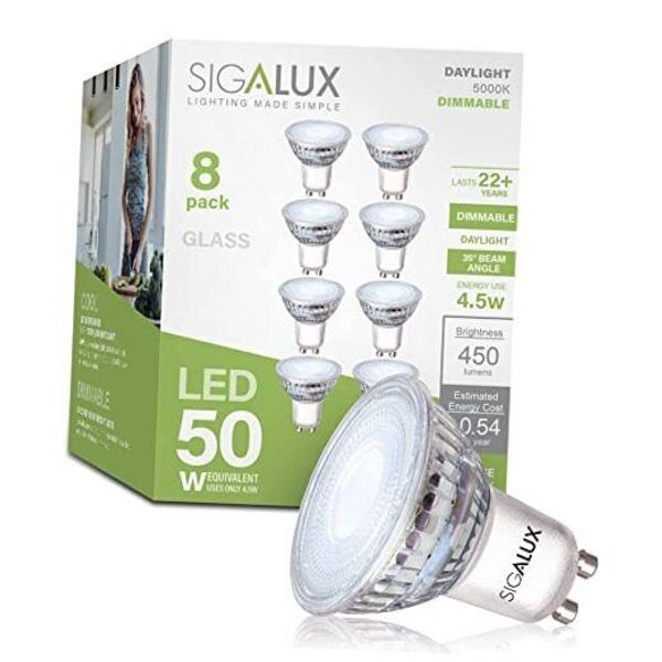 GU10 LED Light Bulbs, Dimmable 5000K White Natural Dimmable 8 Pack Daylight