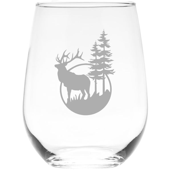 Deer (D1AD) stemless wine glass, 17 oz.