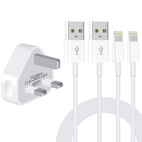 MFi Certified iPhone Charger, 2-Pack【3ft+3ft】 Charging Cable and USB Wall Adapter Plug Block Compatible iPhone X/8/8 Plus/7/7 Plus/6/6S/6 Plus/5S/SE