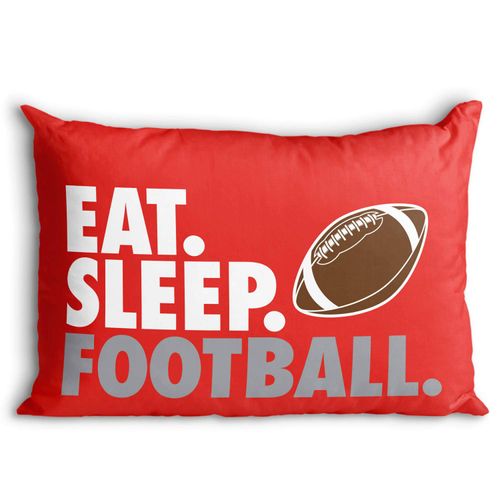 ChalkTalkSPORTS Eat Sleep Football Pillowcase | Football Pillowcase Home Decor | Red