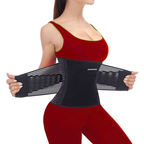 Waist Trainer Damen Herren, Bauchweggürtel Abnehmen, Taille Trimmer Gürtel, Sport Taillenformer bauchweg, Rückenstütze, Schwitzgürtel Bauchgurt Fitness gürtel training frauen männer, Schwarz M