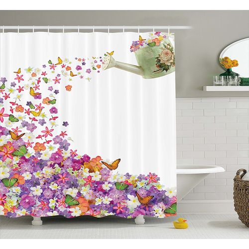 Floral Butterfly Flower Flower Room Divider Bathroom Waterproof Mildew Resistant Blindfold Fabric Shower Curtain Garden Decor Landscape Painting Multicolor