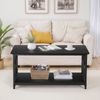 Coffee Table for Living Room Rectangular Center Table with 2 Storage Shelf Black