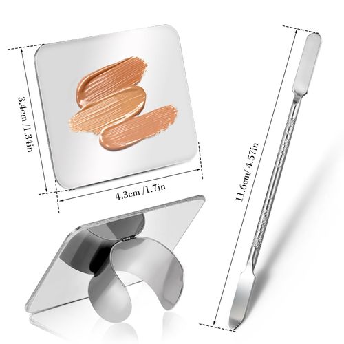 Makeup Mixing Palette, Makeup Spatula Palette with Foundation Spatula, Stainless Steel Makeup Mixing Tray, Nail Art Palette for Mixing Foundation Eye Shadow Eyelash Nail Art