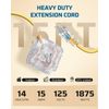 DEWENWIL 15FT Heavy Duty Extension Cord, Dust-Proof &Waterproof Switch,6 Outlets
