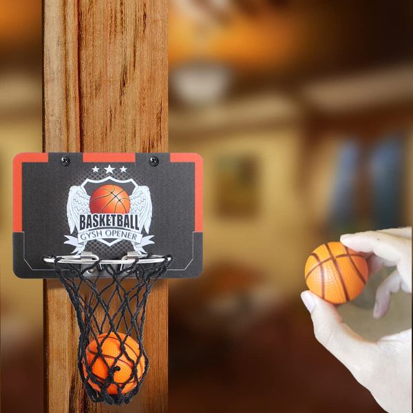 GYSH Indoors Office Desktop Mini Basketball Hoop,Mini Foam Basketball and Hoop,It can be Installed on The Desk, on The Wall, Behind The Door, Indoors and Outdoors Shooting Decompression. (black2)