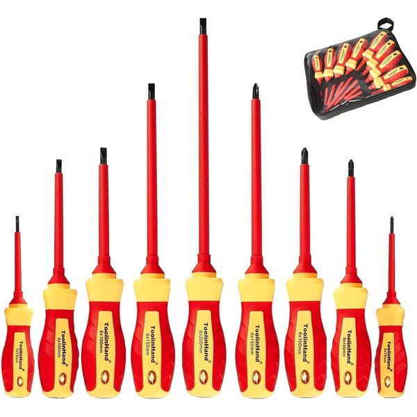 9 PCS 1000V Insulated Electrical Screwdriver Set, 4 Phillips and 5 Slotted Screw