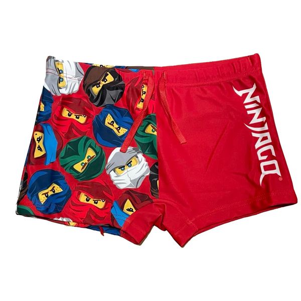 LEGO NInjago Swimming Trunks with Elastic Waistband and Drawstring Red, red