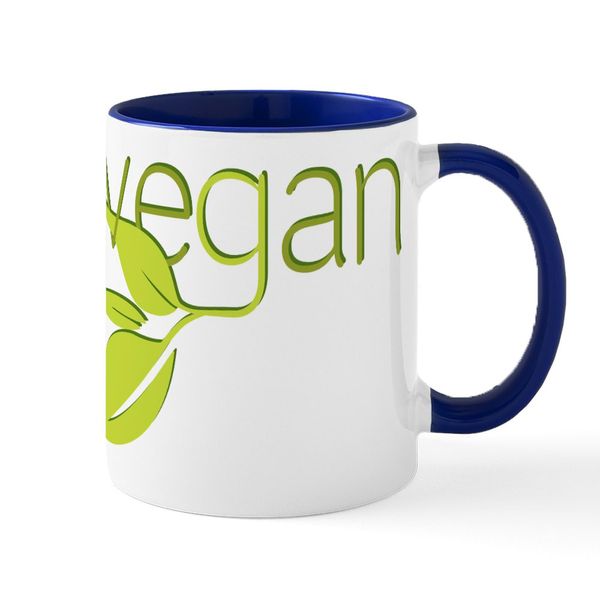 CafePress Leafy Vegan Mug 11 oz (325 ml) Ceramic Coffee Mug
