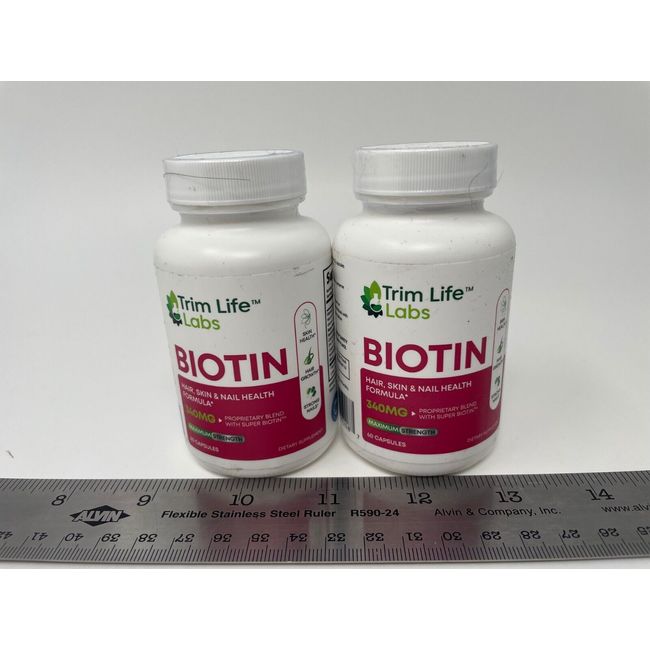 Trim Life Labs Biotin 2 Pack Hair & Skin 240MG 60 Caps EXP 02/24 New Ships Free