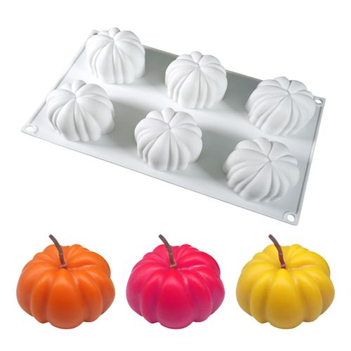 Midnadiy 3D Pumpkin Silicone Mold, 6 Cavity Chocolate Silicone Molds, Durable Pumpkin Mold Silicone for Baking Cupcake,Jelly,Chocolate,Plaster, Home Decor, Mother's Day Gift