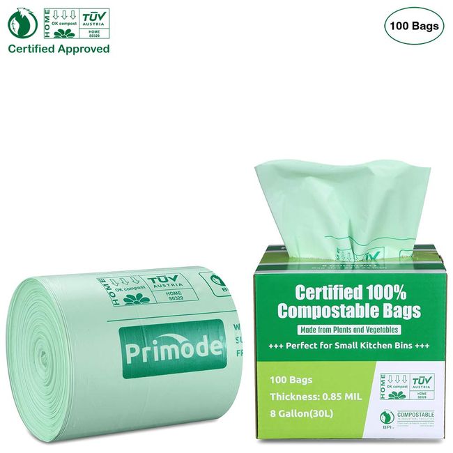 Compostable Trash Bags, 2.6 Gallon, 270 Total Count, Sturdy Kitchen Food  Scrap Waste Bags, Small Trash Bags for Home Office Kitchen, US BPI & Europe