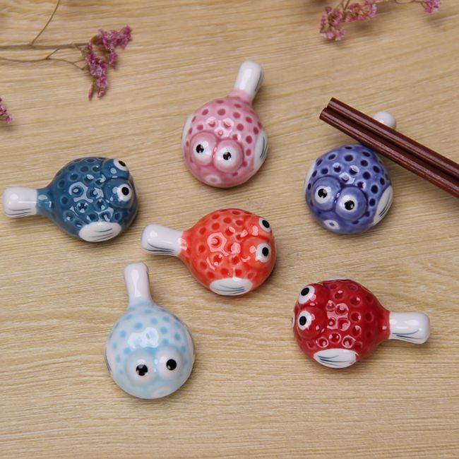 allbeschoi Chopsticks Rest, Set of 6, Stylish, Fugu or Chopsticks Rest, Fun, Chopstick Rest, Stylish, Chopstick Rest, Tableware, Porcelain, Tabletop, Figurine, Interior Decoration