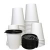 10oz White Coffee Cups and Black Flat Lids Hot Cold Drinks Disposable 500pcs