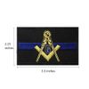 Blue Line Masonic Flag and Compass Embroidered Iron On Patch Mason Emblem