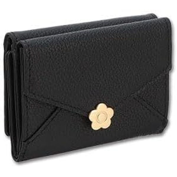 Mariquant Sealing Daisy Letter Mini Wallet, Black