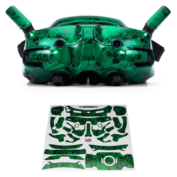 WRAPGRADE Skin Stickers for DJI Goggles 3 (Emerald Skull)