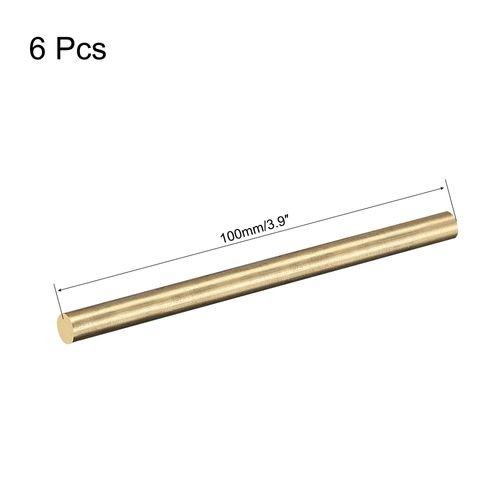 uxcell Brass Rod,6mm,1/4inch Diameter 100mm Length Brass Solid Round Rod Lathe Bar Stock for RC Model Airplane Helicopter DIY Craft 6pcs