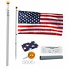 Telescoping 6 Sections Aluminum Flagpole Kit 20FT American Flag & Gold Ball 