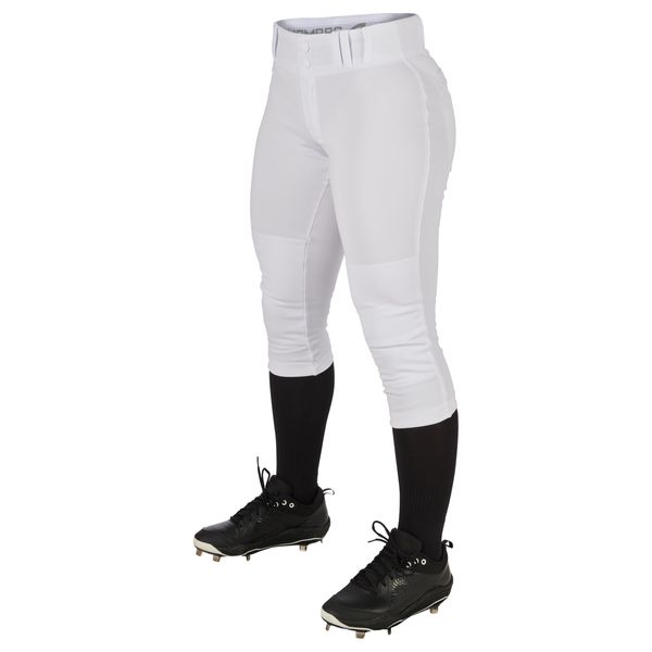 CHAMPRO Women's Tournament Traditional Low-Rise Polyester Softball Pant, Medium, White