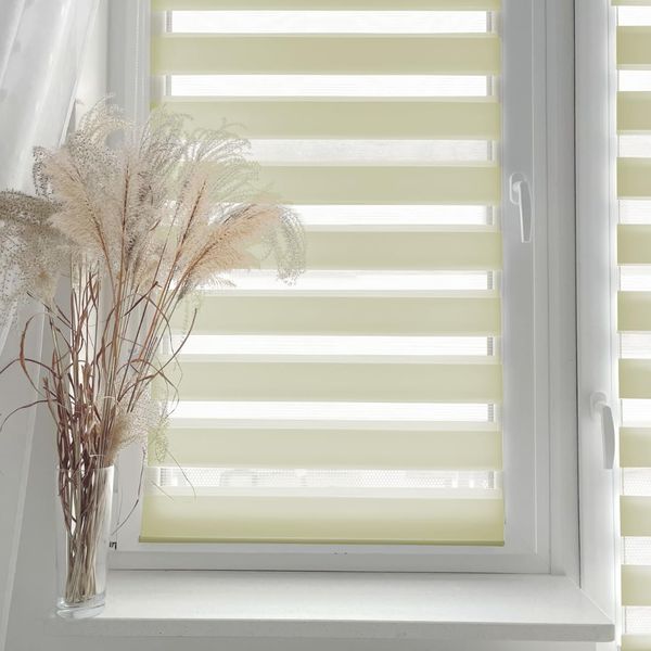 Home-Vision® DuoRollo Klemmfix, Doppelrollo ohne Bohren mit Klämmträgern, Rollos für Fenster und Türen (Creme, B80cm x H130cm)