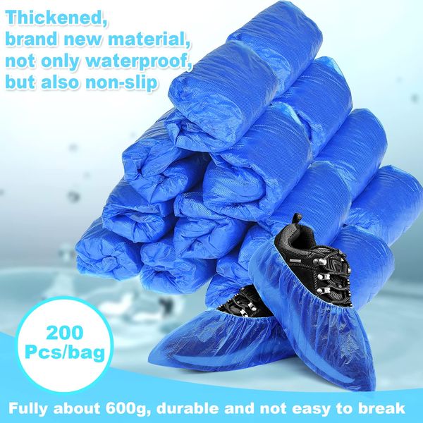 200Pcs/100Pairs Waterproof Shoe Covers Disposable Non Slip, Disposable Shoe Covers for Indoors, Premium Shoes Protectors Boot Covers, CPE Plastic Shoe Booties for Shoes Covers, Fit All Men&Women DHOOZ