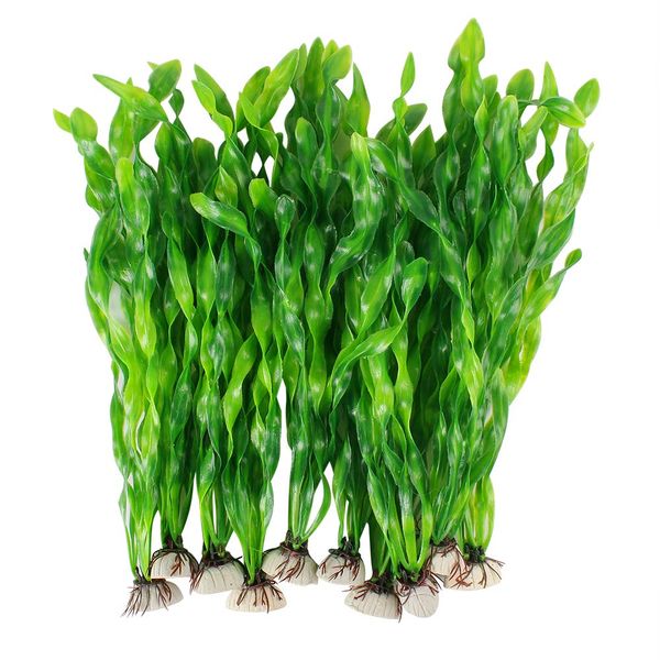 MyLifeUNIT Artificial Seaweed Water Plants for Aquarium, Plastic Fish Tank Plant Decorations 10 PCS (Green)