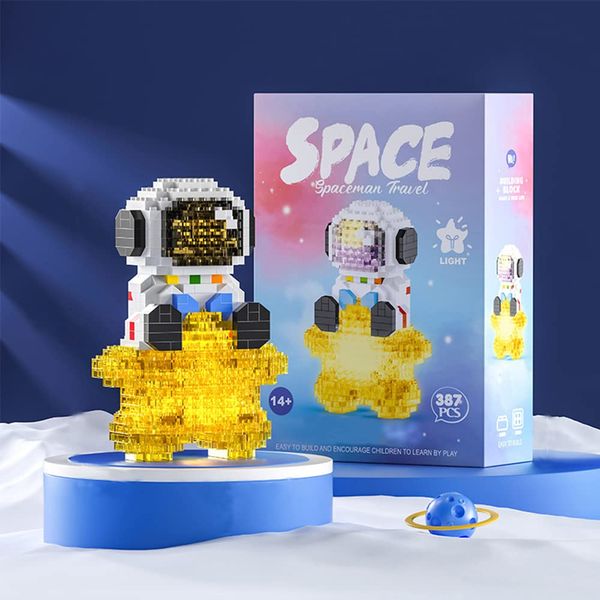 Uvini Astronaut Building Set Micro Building Blocks Model, STEM Building Toy Gifts for Adult, DIY Bricks Toys 387pcs, Compatible with Nanoblock