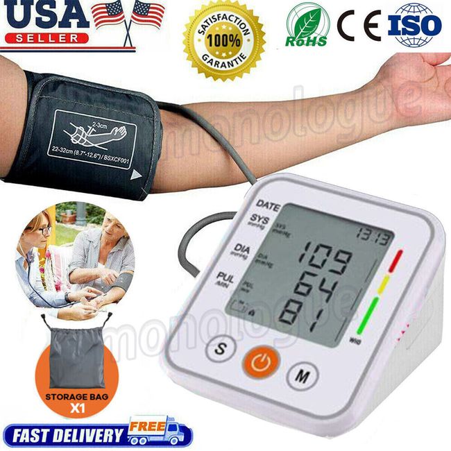 Upper Arm Blood Pressure Monitor Digital BP Cuff Machine Automatic Pulse Meter