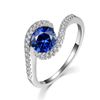 Ladies Hallmarked 925 Solid Silver Tanzanite and White Sapphire Cocktail Ring (P)