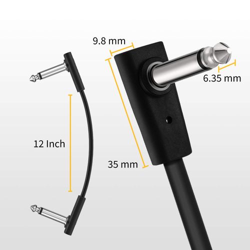 Donner 15cm Patch Cable for Guitar Effector, Black (6 Pack)