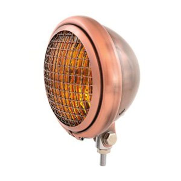 5.75" Bottom Mount Headlight w/Grill Motorcycle Custom Spotlight - Bronze - Amber