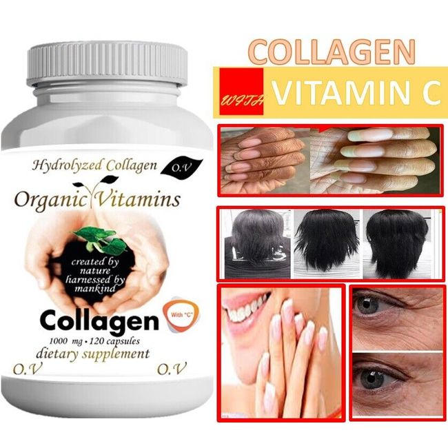 COLLAGEN ORGANIC Hydrolyzed with Vitamin C ANTIANGING Colagen 120 caps