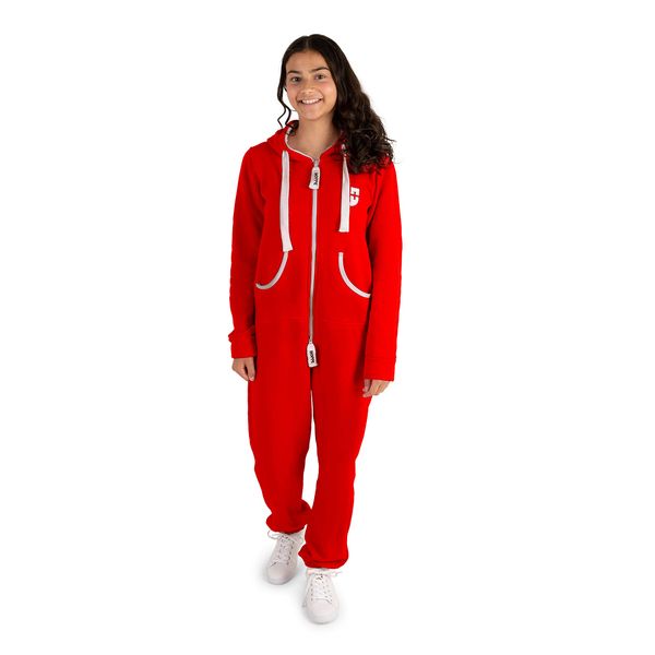 Gennadi Hoppe Kinder Jumpsuit Overall Jogger Trainingsanzug Mädchen Anzug Jungen Onesie H6257 rot 4-5