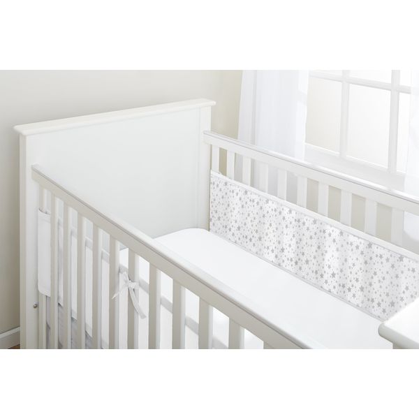 BreathableBaby Breathable Mesh Liner For Cot Beds — Covers 2 Sides — Classic — 3 mm — Twinkle Grey — 2 Panels — Non-Padded Single Layer — Safer Than a Crib Bumper — UK/EU Safety Tested