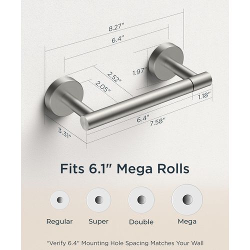 FORIOUS Toilet Paper Holder Wall Mount, Stainless Steel Rustproof Double Post Pivoting Tissue Roll Holder for Bathroom, Commercial Toilet Paper Dispenser (2 Pack, Stainless Steel)