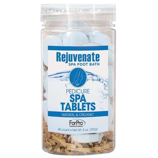 Rejuvenate Spa Foot Bath Pedicure Spa Tablets, Organic Foot Soak Tablets for Softening Skin & Replenishing Moisture, Ocean Breeze, 40-Count