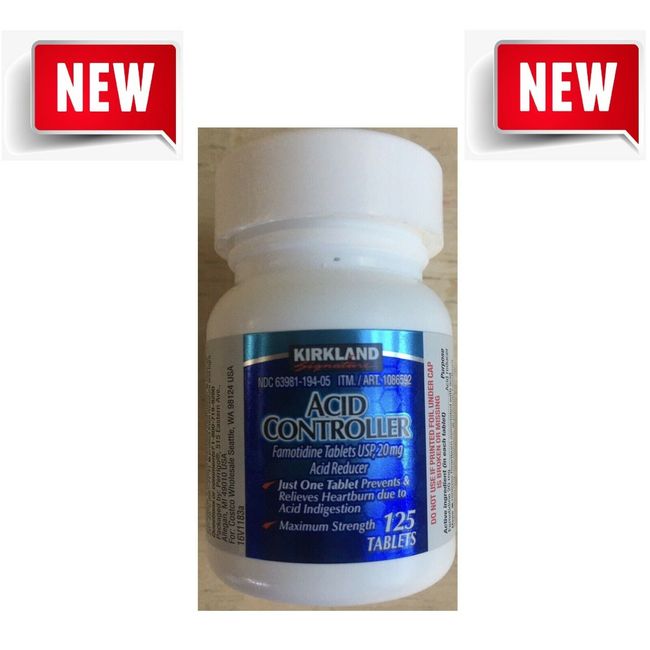 Kirkland Acid controller Famotidine 20mg Acid Reducer 125 Tablets NEW