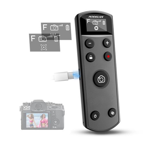 Remote Control for Fujifilm Camera,USB-C Rechargeable Wireless Shutter Release with OLED Screen for Fujifilm Fuji X100VI,X-T5,X-T4,X-T3,X-T50,X-T30II, X-T30,X-S20,X-S10,X-H2S,X-H2,X-E5 (Black)