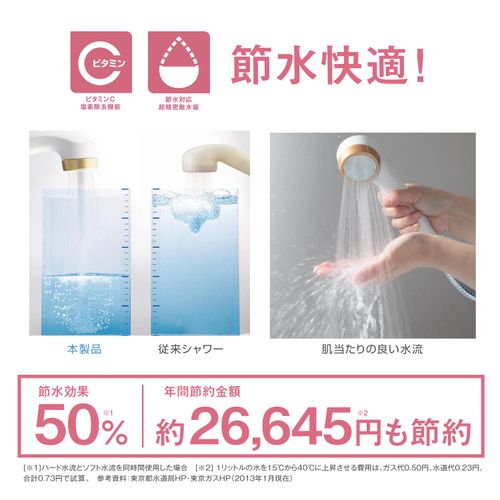 Aramic ASSB-K6 Shower Head, Water Saving, High Water Pressure, Chlorine Removal, Protects Hair Beauty, Vitamin C Balls, Pack of 6, Salon Style Shower, Skin Care, White, Made in Japan