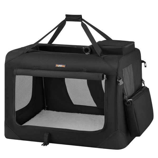 Feandrea Dog Carrier, Collapsible Pet Carrier, XL, Portable Soft Dog Crate,Black