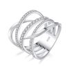 VIKI LYNN 925 Sterling Silver Multilayer Intertwined Cross Ring Cocktail Party Statement Ring for Women, Cubic Zirconia 925 Sterling Silver with 18K White Gold Plated Cubic Zirconia, Cubic Zirconia